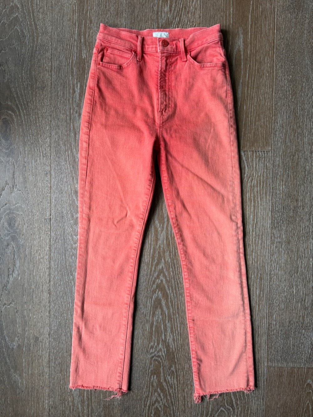 MOTHER High-Rise Jeans in Washed Coral